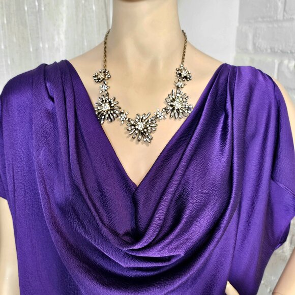 Black Halo Satin Cowl Neck Mini Dress Purple Size 8 NWOT Designer Cocktail Dress - Picture 6 of 11